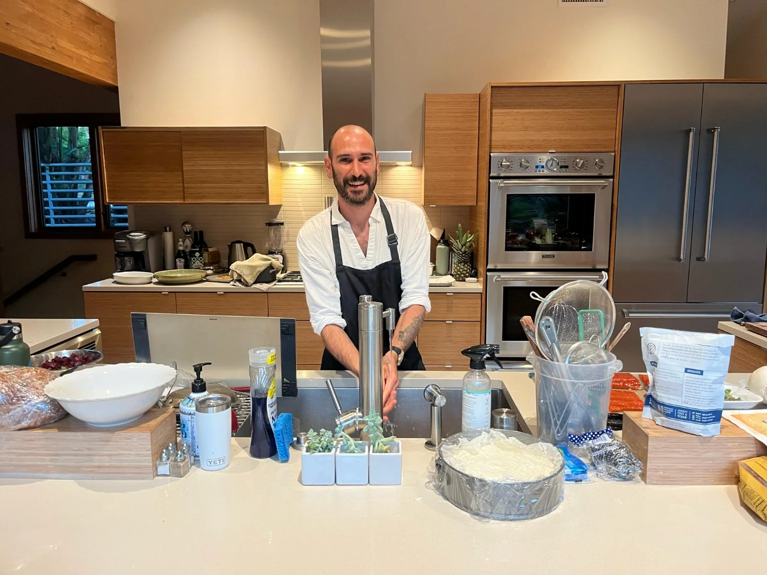 Chef Avihai Kuzi in the kitchen